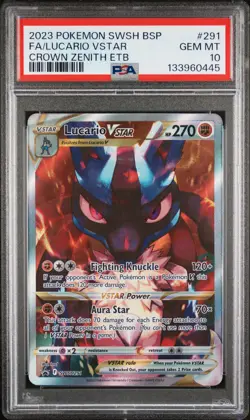 2023 POKEMON SWSH BLACK STAR PROMO #291 FULL ART/LUCARIO VSTAR PSA 10 - Image 1