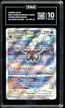 TAG 10 Darkrai Vstar GG50 Full Art Crown Zenith Pokemon Card 2023 GEM MINT PSA - Image 1