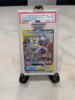 Pokemon Blastoise & Piplup GX 38/236 Sm-Cosmic Eclipse Ultra Rare Holo PSA 10 - Image 1