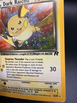 Dark Raichu 83/82 Team Rocket WoTC Holo Rare MP with SWIRL - Pokemon Card-c - Image 2
