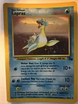 Lapras 10/62 Fossil Holo Rare Pokemon Card MP - Image 1
