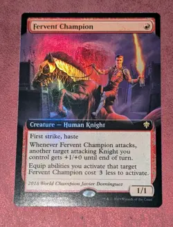 MTG *FOIL EXTENDED ART* Throne of Eldraine Rare FERVENT CHAMPION NM - Image 1