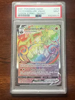 2021 Pokemon SWSH FA Chandelure VMAX Fusion Strike — Secret #265 PSA 9 Mint - Image 1
