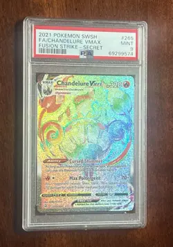 2021 Pokemon SWSH FA Chandelure VMAX Fusion Strike — Secret #265 PSA 9 Mint - Image 3