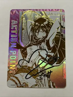 Mikasa Attack On Titan UNION ARENA Action Point FOIL Japan Card Gold Rare Signed - Image 1