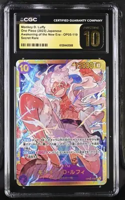 CGC 10 Pristine ONE PIECE MONKEY D. LUFFY OP05-119 SEC 2023 Awakening New Era - Image 1