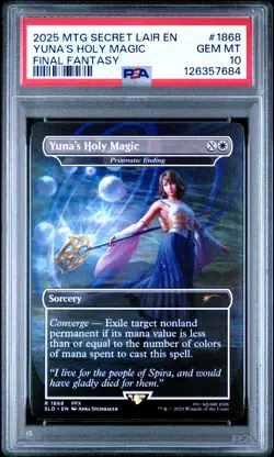 2025 MTG SECRET LAIR DROP FINAL FANTASY: GRIMOIRE #1868 YUNA'S HOLY MAGIC PSA 10 - Image 1