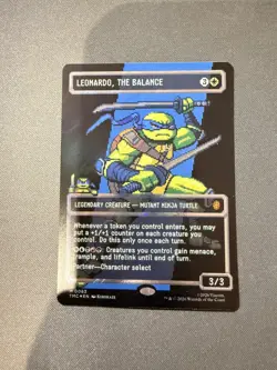 MTG Leonardo, the Balance 0083 Borderless Surge Foil Pixel Art TMNT in Hand - Image 3