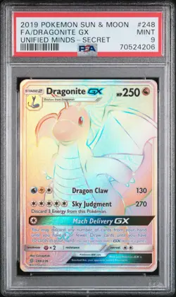 Pokemon Dragonite GX (Secret) 248/236 Sm-Unified Minds Holo PSA 9 - Image 1