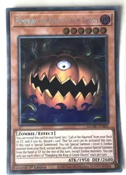 Yu-Gi-Oh! TCG Pumpking the King of Grave Ghosts MZMU-EN001 Secret Rare 1st Ed NM - Image 1