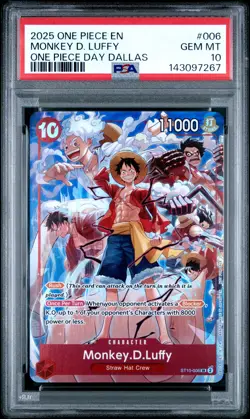 2025 ONE PIECE PROMOS ONE PIECE DAY DALLAS #006 MONKEY D. LUFFY PSA 10 - Image 1