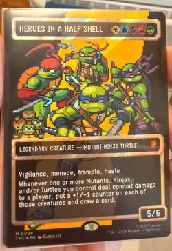 Heroes in a Half Shell (0096) (Borderless) (Pixel Surge Foil) TMNT Magic MTG - Image 1
