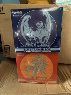 Pokemon Sun & Moon Base Set ETB Set (Solgaleo & Lunala) Factory Sealed - Image 1