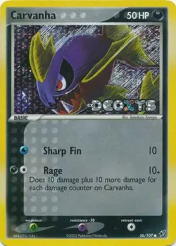 Damaged Carvanha - 56/107 - Common - Reverse Holo Pokemon Deoxys - Image 1