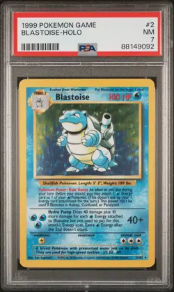 1999 POKEMON BASE SET UNLIMITED #2 BLASTOISE-HOLO PSA 7 - Image 1