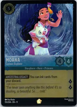 Disney Lorcana Moana - Curious Explorer Winterspell COLD FOIL Legendary #155/204 - Image 1