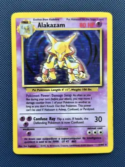 Alakazam Pokemon Base Set #001/102 Holo Pokemon Card MP - Image 1