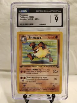 Pokemon TCG Primeape Jungle Card 43/64 1st Edition Uncommon CGC 9 - Image 1
