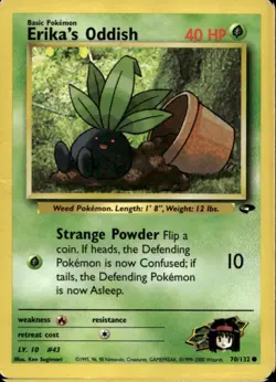 Erika's Oddish 70/132 Common WOTC Gym Challenge Pokemon - Image 1