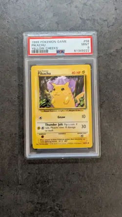 PSA 9 MINT 1999 BASE SET POKEMON PIKACHU YELLOW CHEEKS 58/102 #58 GRADED - Image 1