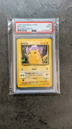 PSA 9 MINT 1999 BASE SET POKEMON PIKACHU YELLOW CHEEKS 58/102 #58 GRADED - Image 3