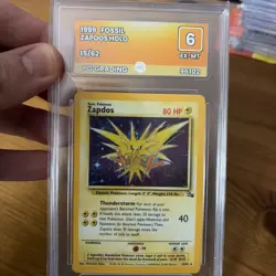 Pokemon TCG Zapdos Fossil Holo Card 15/62 1999 Vintage Grade 6 EX-MY - Image 1