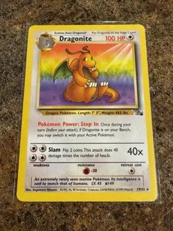 Dragonite 19/62 - (Vintage) Fossil Non-Holo - Pokemon Card - MP - Image 1