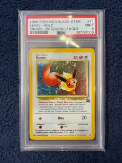 PSA 9 2000 Eevee Holo #11 🌀SWIRL🌀 Black Star Promo Pokemon Card - Image 1