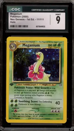 Pokemon Meganium Neo Genesis 1st Edition Holo Rare #11 CGC 9 Mint - Image 1