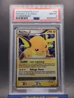 2008 Pokemon Diamond & Pearl Stormfront Raichu LV.X 99/100 Holo PSA 8 - Image 1