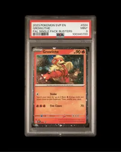🌀 Pokemon SVP 024 - Black Star Promo Growlithe Cosmos - PSA 9 - Swirl 🌀 - Image 1