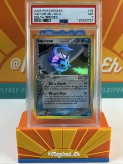 Vaporeon #18 Holo Rare Pokemon TCG 2005 ex Delta Species PSA 7 NM - Image 1