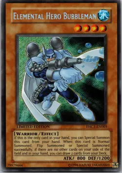Yugioh Elemental HERO Bubbleman EHC1-EN003 Limited Edition Secret Rare NM - Image 1