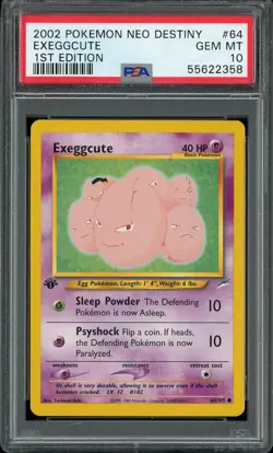 PSA 10 Exeggcute 1st Edition Neo Destiny 64/105 Pokemon Card - Image 1