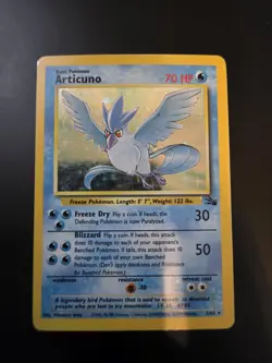 Pokemon Articuno Fossil Holo Rare Unlimited Card 2/62 English LP- - Image 1