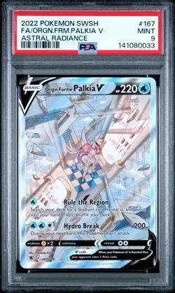 2022 POKEMON SWORD & SHIELD ASTRAL RADIANCE FULL ART/ORIGIN FORME PALKIA V PSA 9 - Image 1