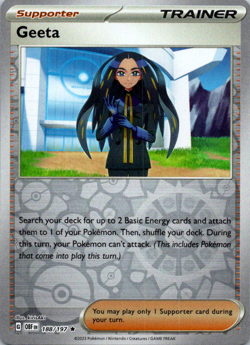 🔥Pokemon - Geeta - Reverse Holo - 188/197 - Obsidian Flames - (NM)🔥 - Image 1