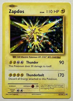Zapdos 42/108 (MP) Holo Rare XY Series: Evolutions 2016 Pokemon Card TCG - Image 1