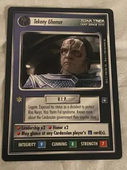 Star Trek CCG 1E DS9 TEKENEY GHEMOR Rare Card NEVER PLAYED - Image 1