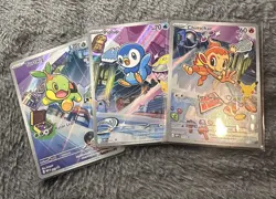 Pokemon TCG First Partner Illustration Collection Cards Piplup Turtwig Chimchar - Image 1