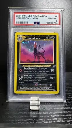 Houndoom (Holo Swirl "Moon") - Neo Revelation 8/64 - PSA 8 - Pokemon Card - Image 1