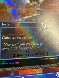 4 x Counterspell Borderless Foil Commander Masters MTG Cards Signed by rk post - Image 3