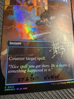 4 x Counterspell Borderless Foil Commander Masters MTG Cards Signed by rk post - Image 4
