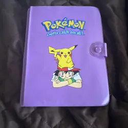 Vintage 1999 Pokemon Card Binder Purple Ash and Pikachu 4 Pocket 120 Slot - Image 1