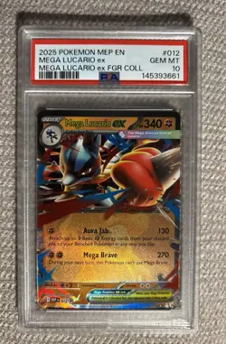 2025 POKEMON MEP EN-ME BLACK STAR PROMO #012 MEGA LUCARIO EX PSA 10 - Image 1