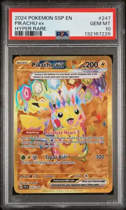 Pikachu EX #247 Hyper Rare S&V Surging Sparks 2024 Pokemon PSA 10 Gem Mint - Image 1