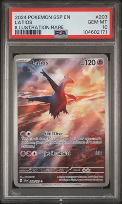 Latios 2024 Pokemon Surging Sparks Illustration Rare #203 PSA 10 - [BLISS] - Image 1