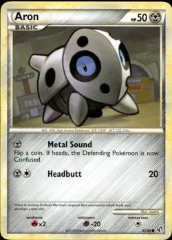 Aron 42/90 Common HGSS Undaunted Pokemon - Image 1