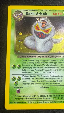 Dark Arbok Rare Holo Pokemon Card Team Rocket 2/82 Basic 1999 Holographic Good - Image 3