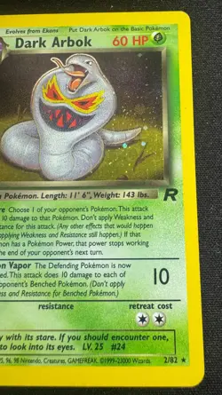 Dark Arbok Rare Holo Pokemon Card Team Rocket 2/82 Basic 1999 Holographic Good - Image 4